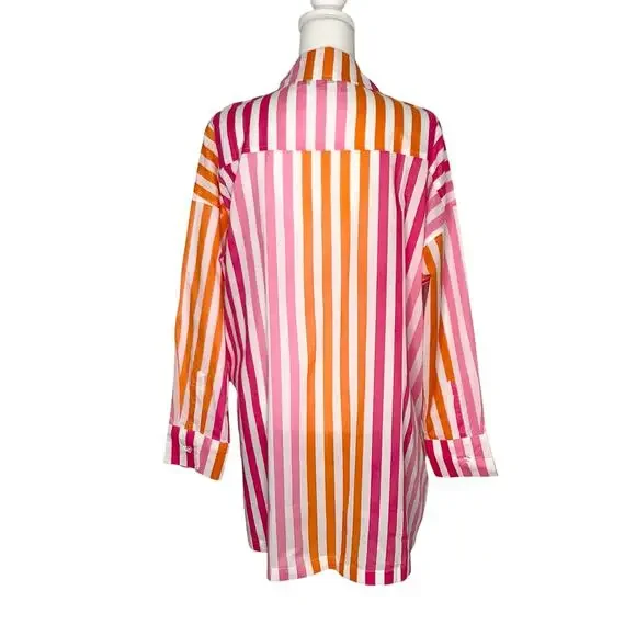 Beach Riot Alexa Pink Orange Swimsuit Cover Up Top Sunset Stripes Large XL NWOT - Picture 5 of 7